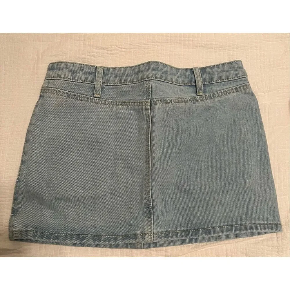 PrettyLittleThing Light Blue Front Pocket Cargo Micro Mini Denim Skirt NEW NWT